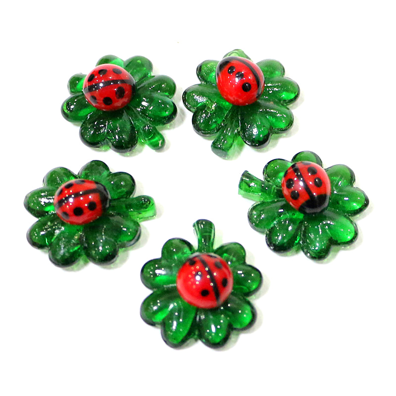 5pcs Green Mini Glass Four-Lea - Bonsai Garden Chinese Garden ulasan dan harga