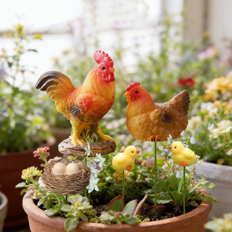 4/5PCS Mini Resin Chicken Fami - Bonsai Garden For Desk ulasan dan harga