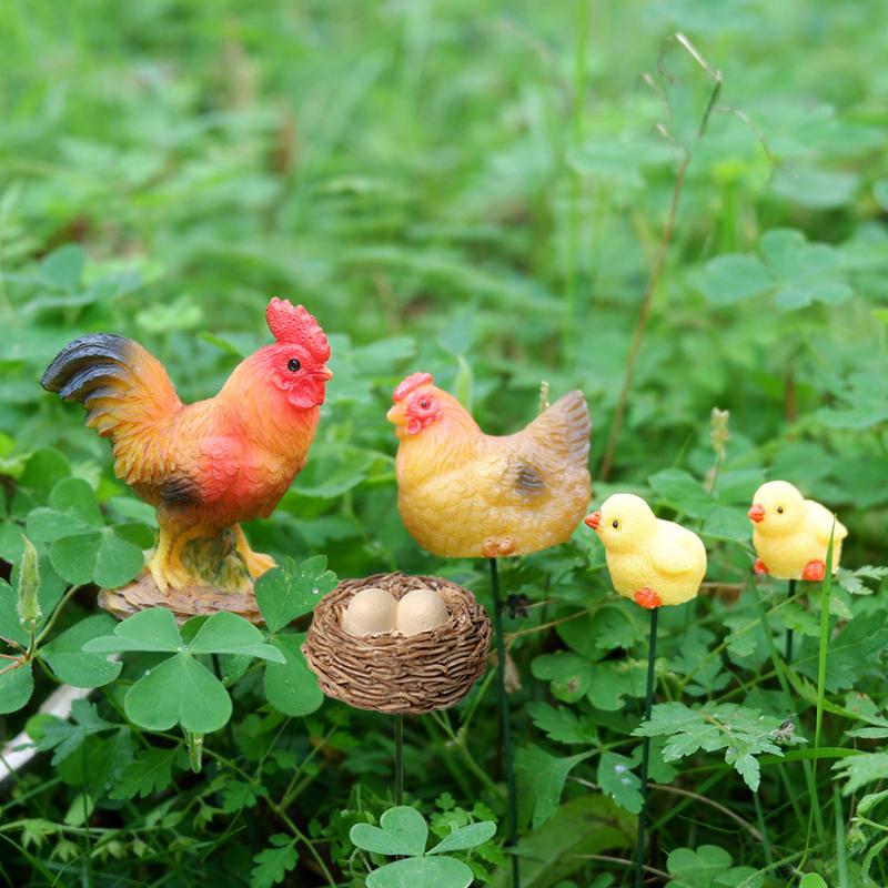 4/5PCS Mini Resin Chicken Fami - Bonsai Garden For Desk ulasan dan harga