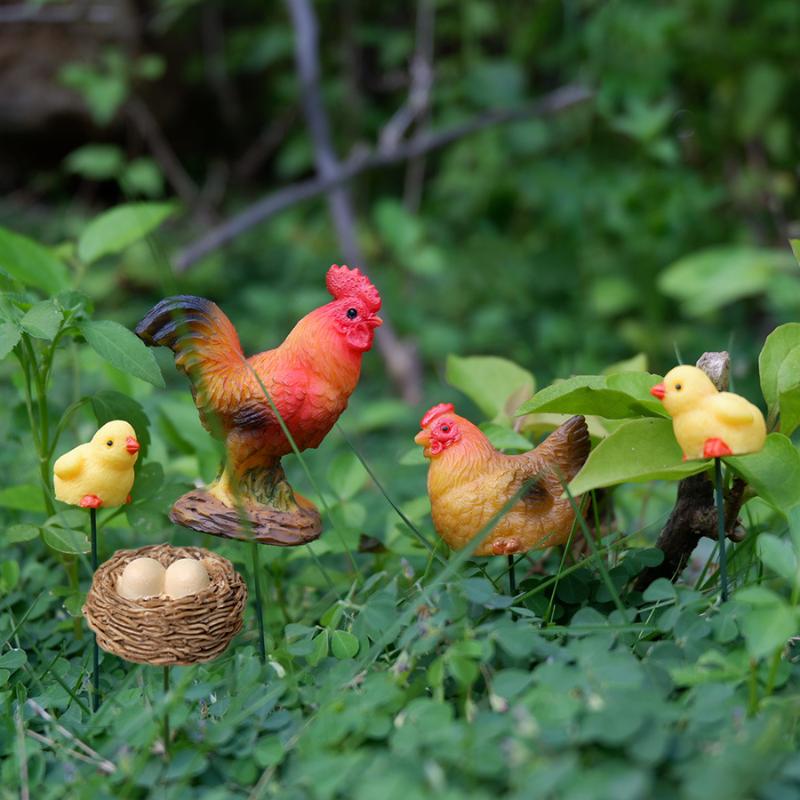 4/5PCS Mini Resin Chicken Fami - Bonsai Garden For Desk ulasan dan harga